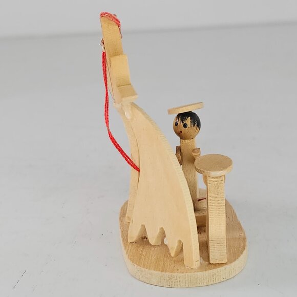 Handcrafted Wooden Nativity Scene Ornament With Red Hanging Loop - Picture 4 of 8